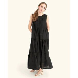 J. Crew Black Casual 100% Cotton Sleeveless Knit Maxi Dress Women's Size S